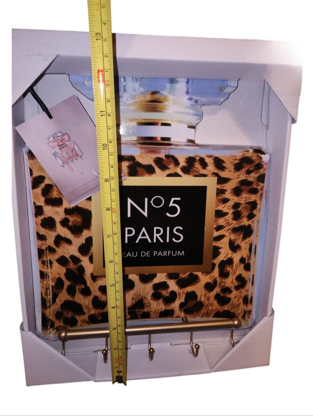 No.5 Paris Leopard Print Wall Hook Rack Jewelry & Accecory/Towels Wall Arganizor - Picture 3 of 8